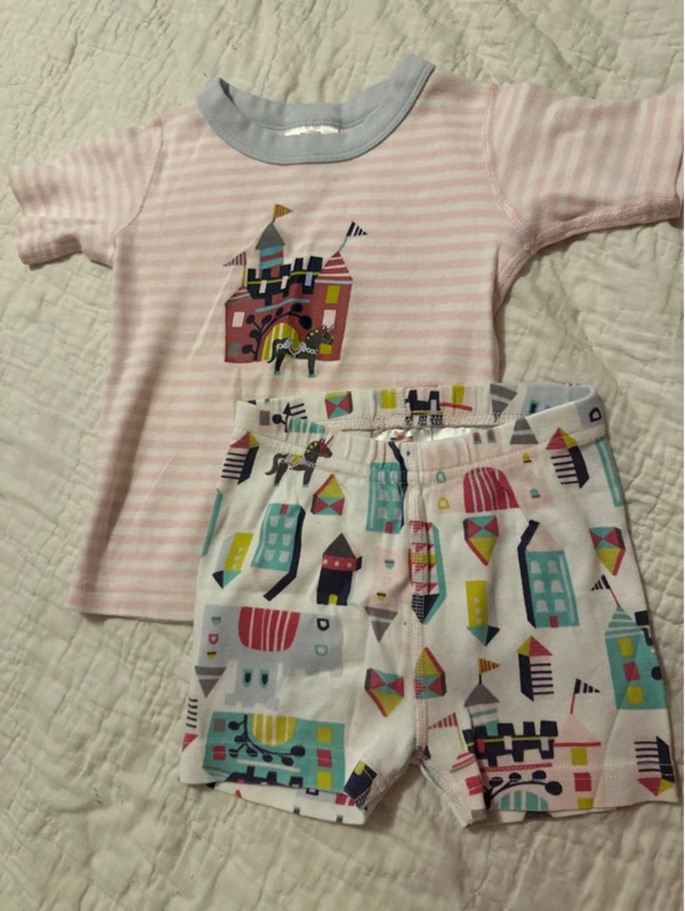 Hanna Andersson Organic Cotton Pink Princess Castle Short Sleeve PJ’s 4t